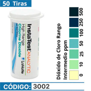 TIRAS REACTIVAS DE DIÓXIDO DE CLORO RANGO INTERMEDIO LAMOTTE - 3002
